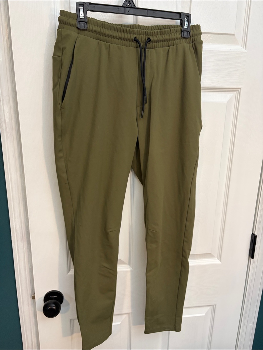 Old Navy Men's Olive Green Athletic Joggers with Black Drawcord